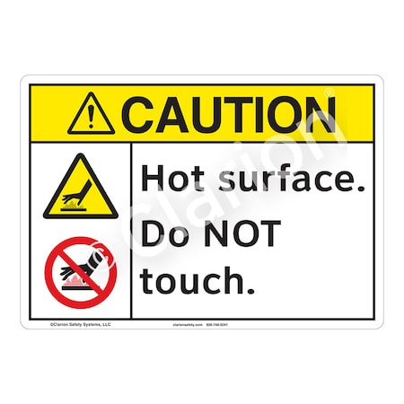 Caution Hot Surface Sign (F1176-)|Weather Tuff Aluminum 10" X 7" with Corner Mounting Holes|ANSI Signs|Sign for Manufacturing, Medical, Power Stations, Chemical Plant, Food Processing